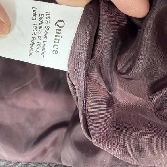 Quince Women's Port Leather Motorcycle Jacket size L Large Sheep Leather Belted - Picture 8 of 12